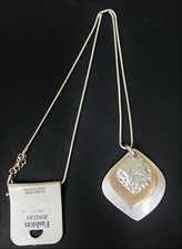 NEW 2 TONE SILVER,ROSE GOLD DANGLING 3 CHARM,LONG SILVER SNAKE CHAIN NECKLACE 