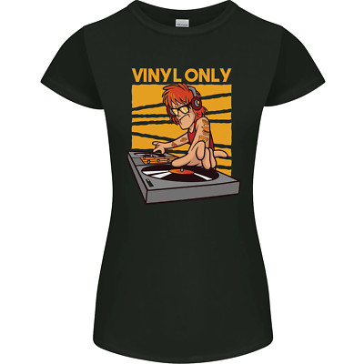Dj-Decks Vinyl Nur Lustig Djing Mischpult Damen Petite Schnitt Maglietta