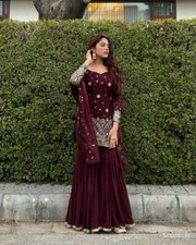 Sharara Palazzo Set with Embroidered Top, Fancy Dupatta   Perfect for Occasions