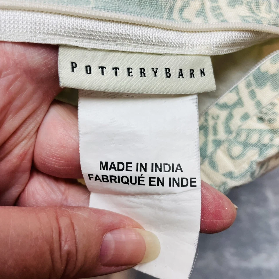 Funda de Almohada Pottery Barn Boho Chic Acento 23x24 Verde Paisley Cierre de Cremallera Foto 3 de 4