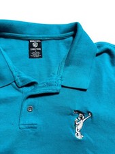 WARNER BROS BUGS BUNNY EMBROIDERED Mens Polo Shirt XL Teal Short Sleeve 90s