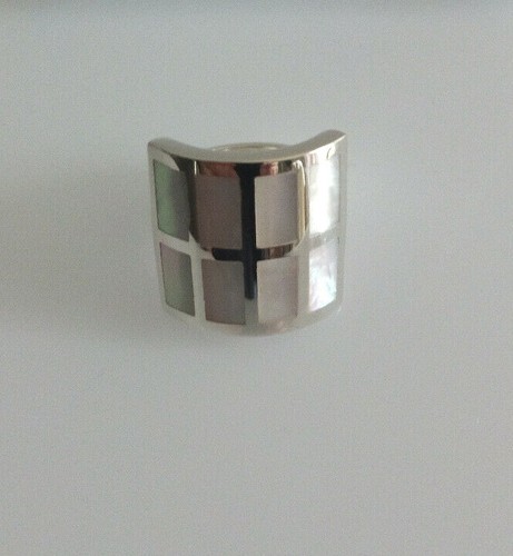 Sterling Silver Square Shaped White Mother Of Pearl Ring - Picture 10 of 19