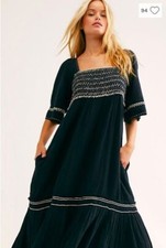 Free People Im The One Embroidered Maxi Dress, Black, X-Small, RRP $168