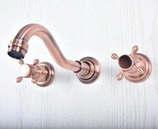 Antique Copper Wall Mounted 3 Hole Kitchen Faucet Bathroom Sink Mixer Tap 2sf501