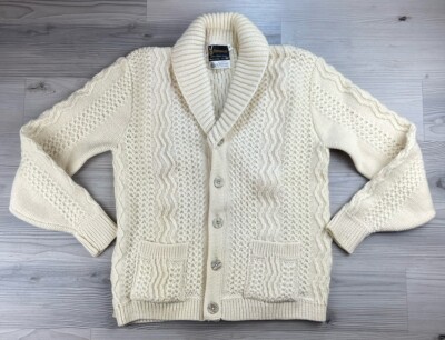 Diplomat Women's Ivory 100% Virgin Wool Knit Cardigan Sweater Size M