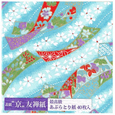 Aburatori-gami Oil Blotting Paper 40sheets Kyoto Yuzen Short strip Blue Japan