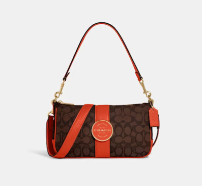 Coach Brown/Mango Signature Jacquard Lonnie Shoulder Bag/Xbody