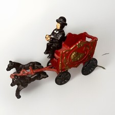 Vintage Cast Iron Toy Horse Drawn Circus Wagon With Driver Western