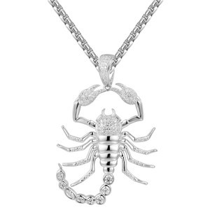 silver iced custom chain zodiac sign scorpio pendant scorpion diamond horoscope simulated sterling