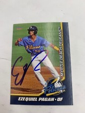 Ezequiel Pagan Signed Card 2021 Myrtle Beach Pelicans Team Card IP Auto
