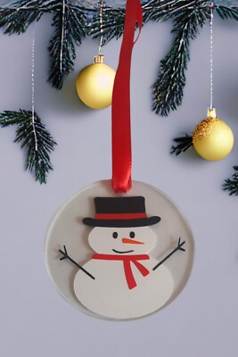 Schneemann Kugel Christbaumschmuck. Handarbeit Weihnachten Hängedeko Unikat süß