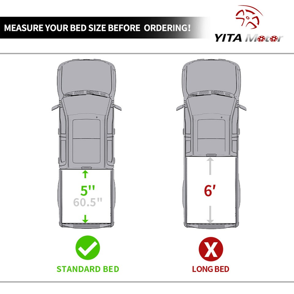 5FT Hard TriFold Tonneau Cover Truck Bed For 2024 Toyota