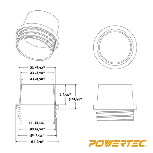 POWERTEC 70193-P4 Screw End Quick Coupler for 4" Hose ?V Left-Hand Threaded,4PK - Picture 4 of 7
