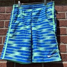 Nike Boys Swim Shorts Water Trunks Blue Green Medium Ness7659 Built in Mesh