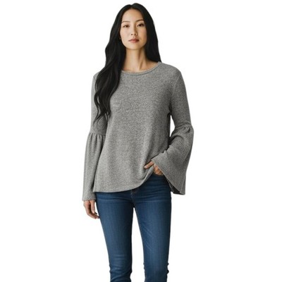 Zara Trafaluc Bell Sleeve Sweater Women's Medium Gray Cozy Soft Knit Boho Chic