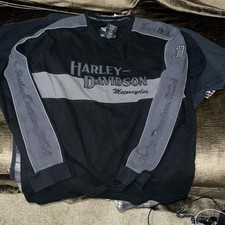 Vintage 2000s Harley-Davidson Men's Prestige Long Sleeve Sweater Black  Gray