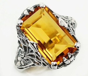 8CT  Citrine 925 Sterling Silver Vintage Style Ring Jewelry Sz 8 
