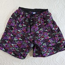 Vintage 90s Umbro Geometric Nylon Shorts XL Made in USA Purple Teal Abstract...