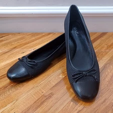 VANELI Seana Women's Size 9N Black Fabric and Patent Ballerina Slip-On Flats