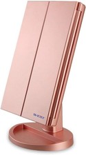 Makeup Mirror, 1X/2X/3X Magnification Triple Folding Mirror LED Lamp with