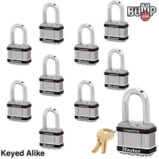 Master Lock Magnum Padlock -(10) Keyed Alike w/BumpStop Technology M5NKALFSTS-10