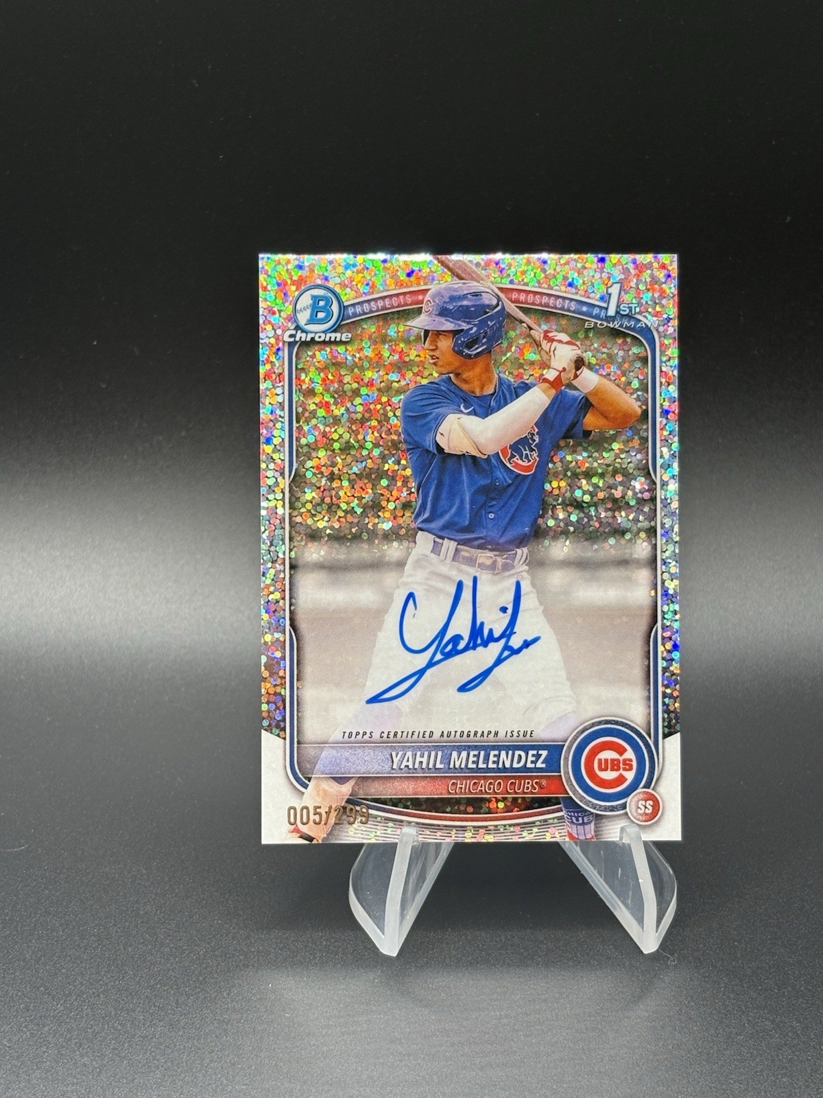 2025 Bowman Chrome 1st Yahil Melendez Speckle Auto /299 #CPA-YM Cubs