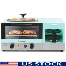 3 in 1 Breakfast Station Coffee Maker Toaster Oven Griddle Egg Cooker Timer New