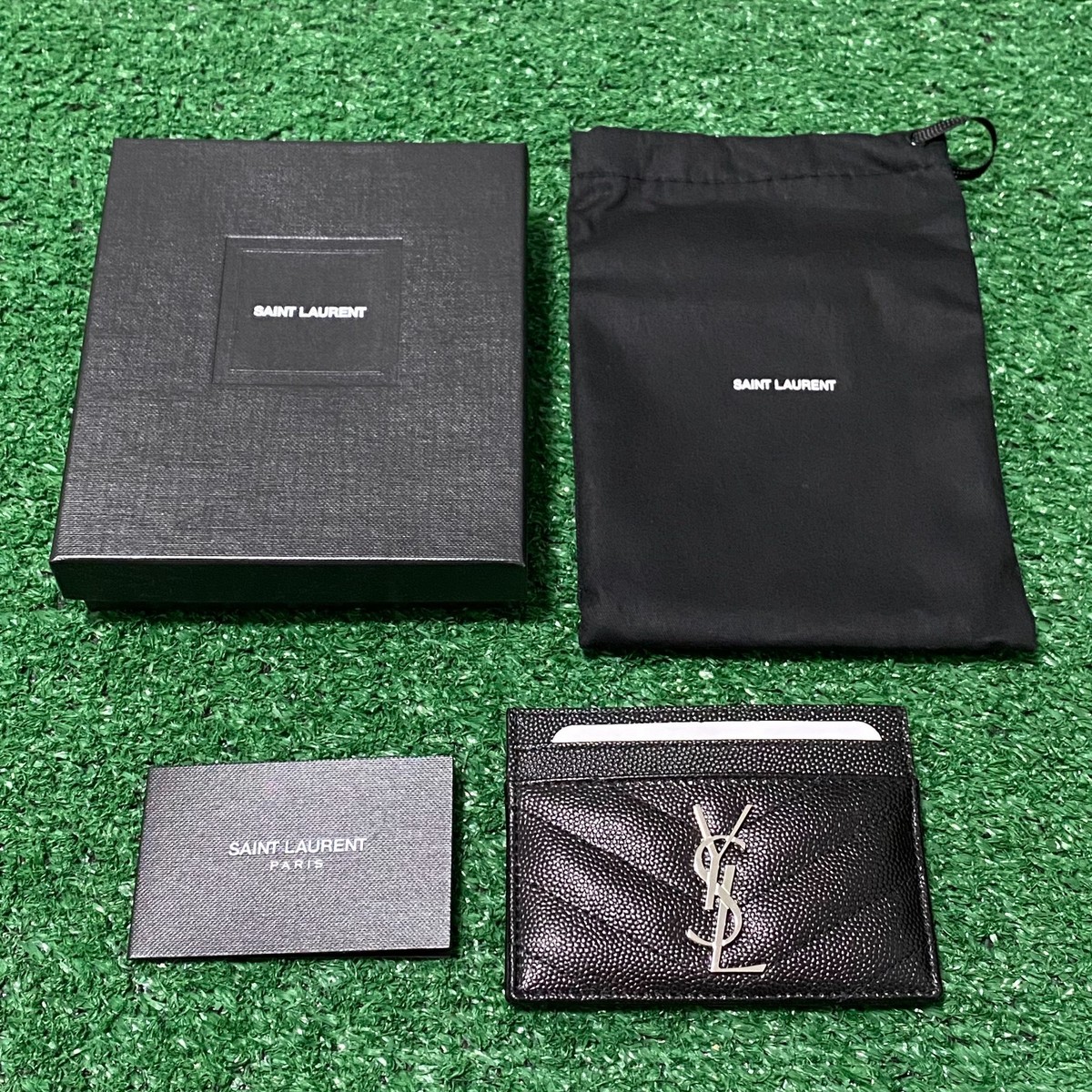 Saint Laurent Monogram Black Leather YSL Credit Card Holder Wallet
