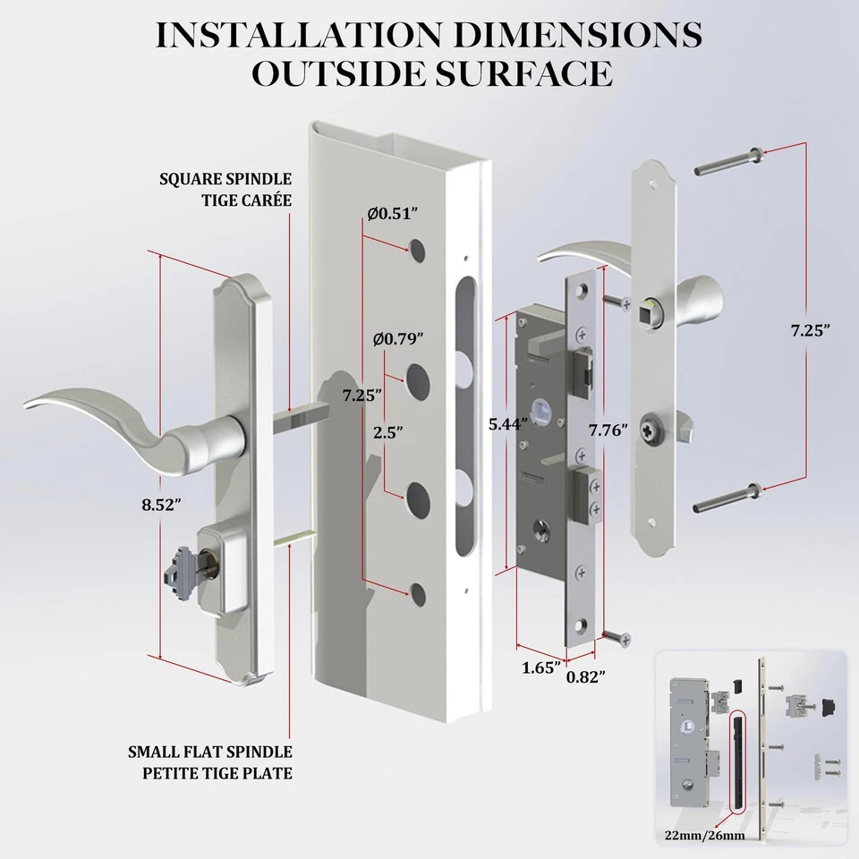 ** NEW Storm Door / Screen Door Handle with Deadbolt Lock | Brushed Nickel | - Image 2 of 4