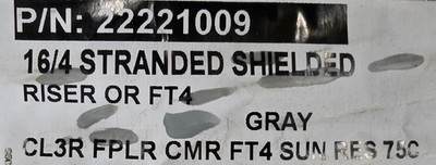 Southwire Genesis 2222 16/4C Shielded Sound/Security Cable CMR Riser Gray /50ft