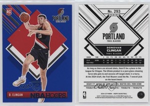 2024-25 Panini NBA Hoops Hoops Tribute Blue Donovan Clingan #293 Rookie RC