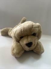 Vtg Aurora Yellow Lab Puppy Dog Plush Stuffed Animal Brown Eyes Black Nose 13  