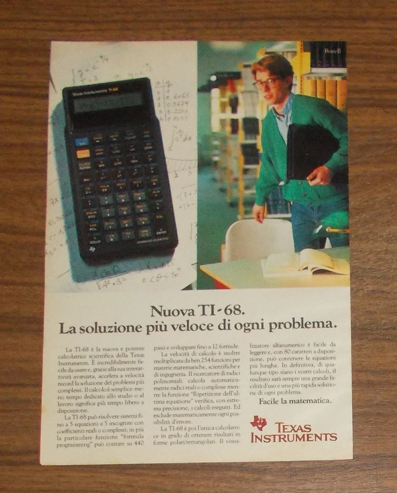 Seltene Werbung TEXAS INSTRUMENTS TI-68 Taschenrechner 1990 - Bild 1 von 1