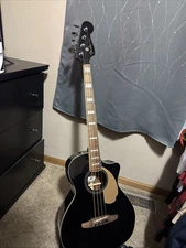 Fender Kingman V2 Acoustic-Electric Bass Black with Matching Headstock