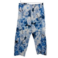 Bryn Walker Pants Womens Small Blue Floral Print Cotton Made in USA