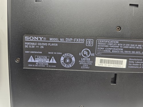 Sony DVP-FX810 Black Portable DVD Player 8" Widescreen LCD Swivel Screen TESTED - Picture 7 of 12