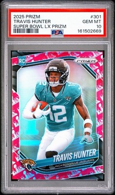 2025 Prizm Travis Hunter Super Bowl LX Prizm Rookie 12/60 PSA 10 RC JERSEY MATCH