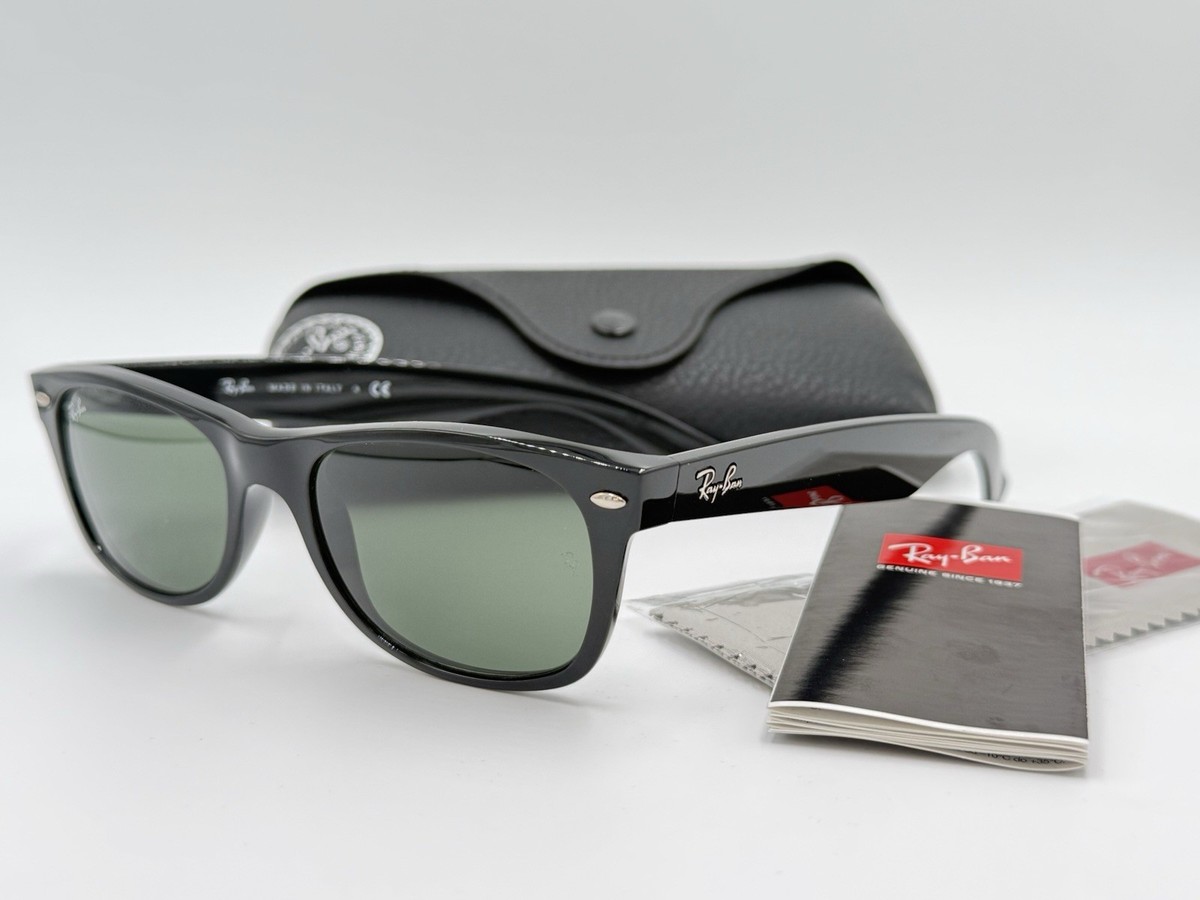 小物 Ray-Ban RB2132-F NEW WAYFARER 901 RAY BAN RB2132 901 52mm NEW WAYFARER Black; Green Classic G15