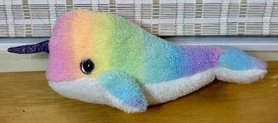 Fiesta (no tag) RAINBOW SHERBET Narwhal Soft Plush Cotton Candy Cuties 14 