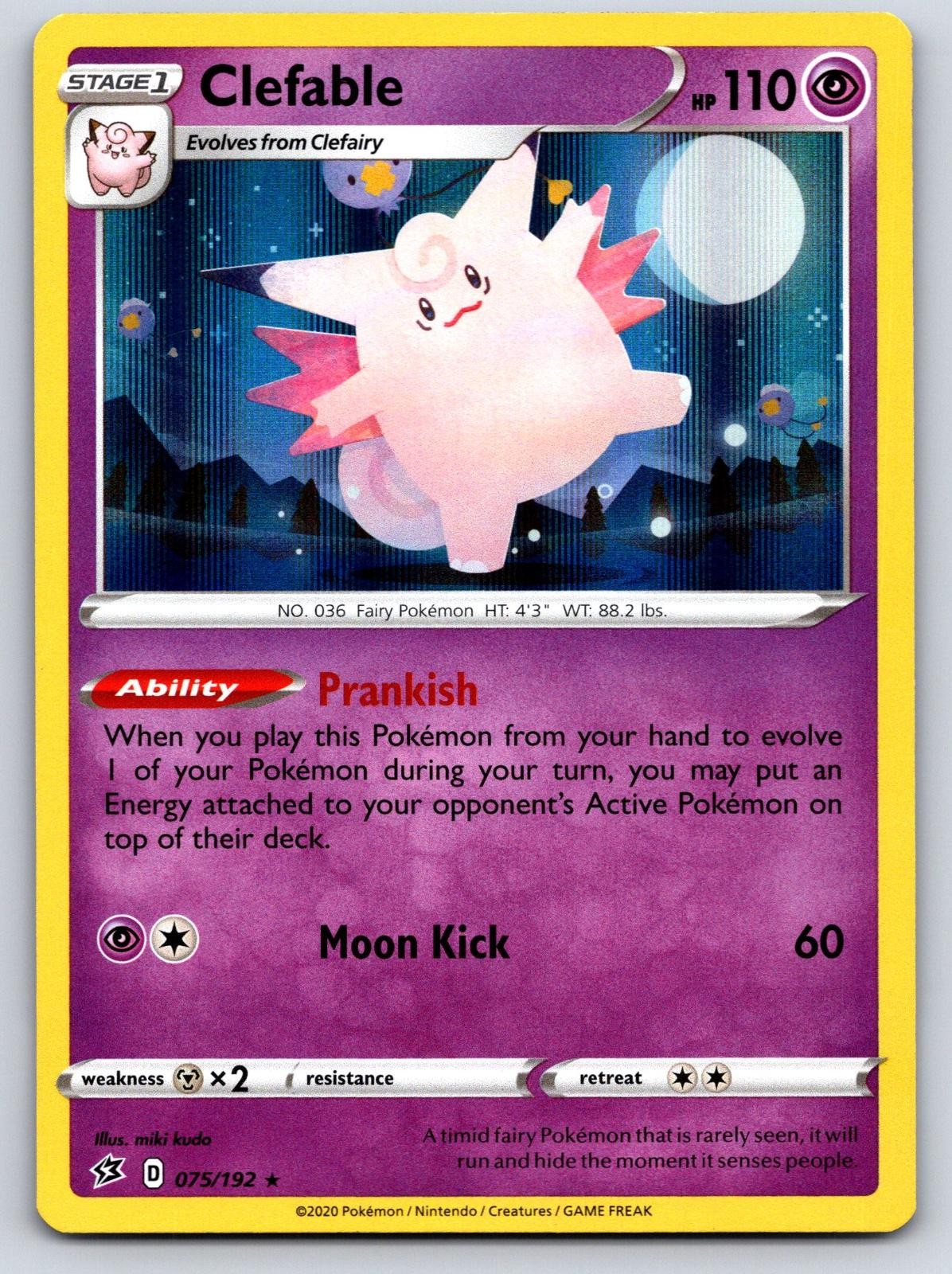 Clefable 075/192 Holo Rare Rebel Clash Pokemon Lightly Played