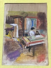 RAOUL DUFY disegno e quadro su carta vecchia firmato timbrato vintage