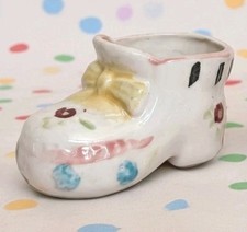Vintage Baby Bootie Shoe Japan Mini White Planter Vase Babies Room Decor