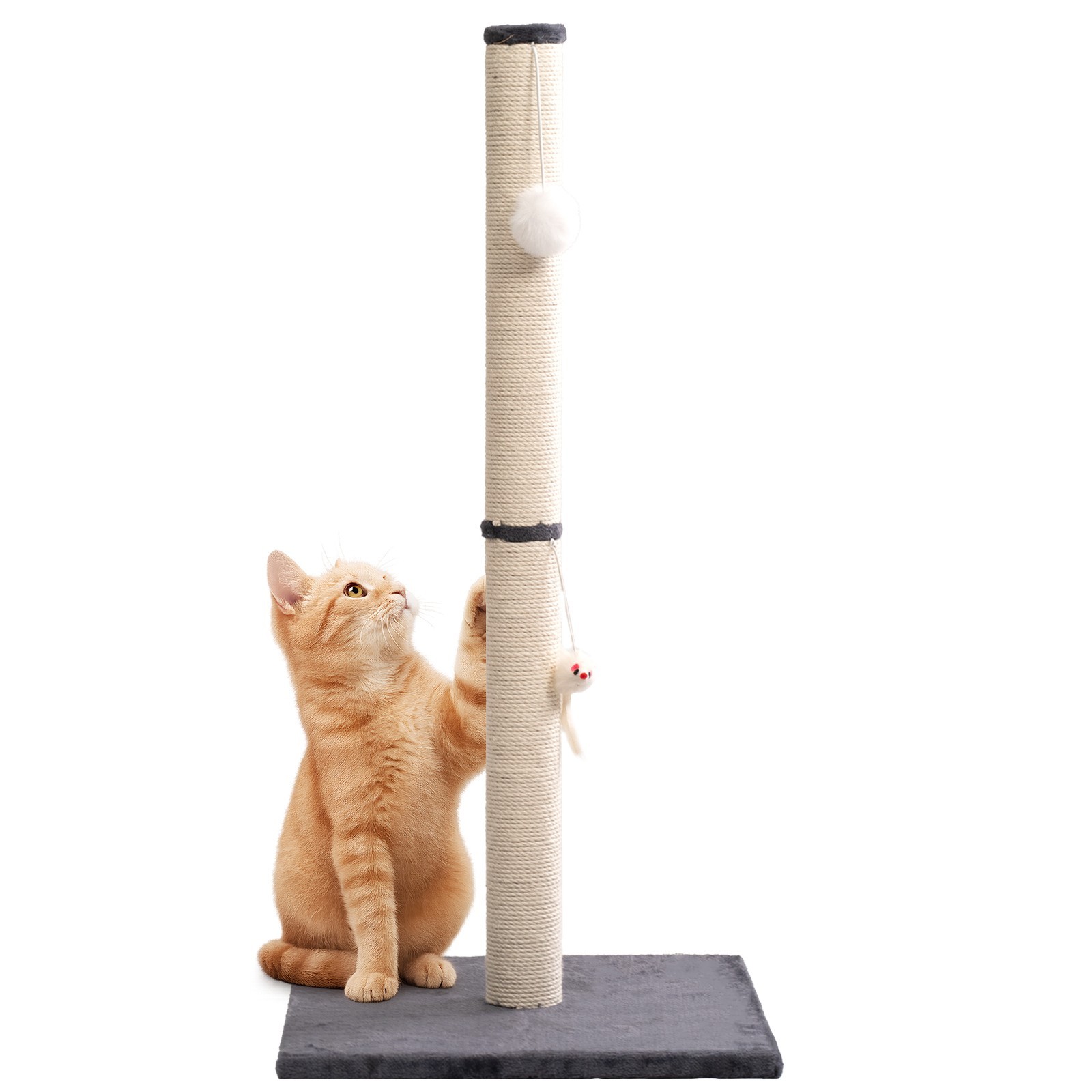 Cat Scratching Post, 31"H Sisal Vertical Scratcher Post with Toys for Indoor