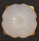 Vintage Milk Glass Grape Pattern Plate Gold Trim Scalloped Edge