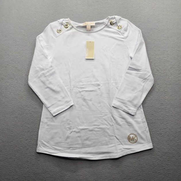 Michael Kors Women Size Medium White Long Sleeve Top Grommet Detail NWT