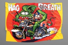 Striscione bandiera moto Rat Fink HAG BREATH 3x5 FT uomo grotta garage Ed Roth