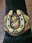 VTG Black Hills Gold ring Horseshoe Good Luck size 9 sterling silver  & 12K gold