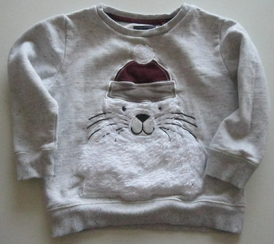 TU Grey Fleck ''Eisbär / Robbe?'' Sweatshirt mit Fleecerücken. Alter 1,5 - 2 Jahre.