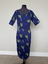 Collectif Vintage London Women's Amber Le Muguet Lily Print Midi Pencil Dress 10