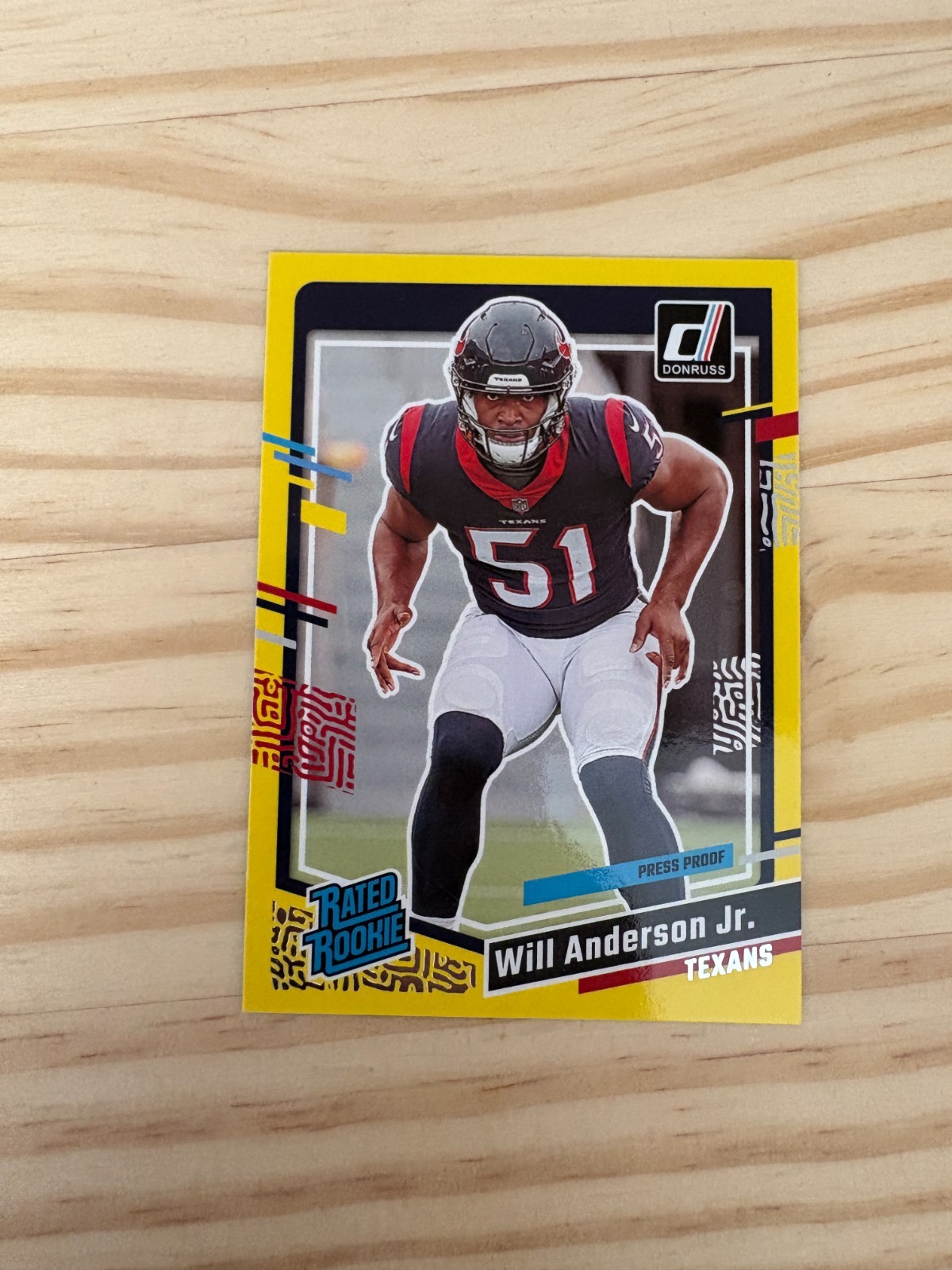 2023 Donruss Press Proof Yellow #342 Will Anderson Jr. RR - Houston Texans